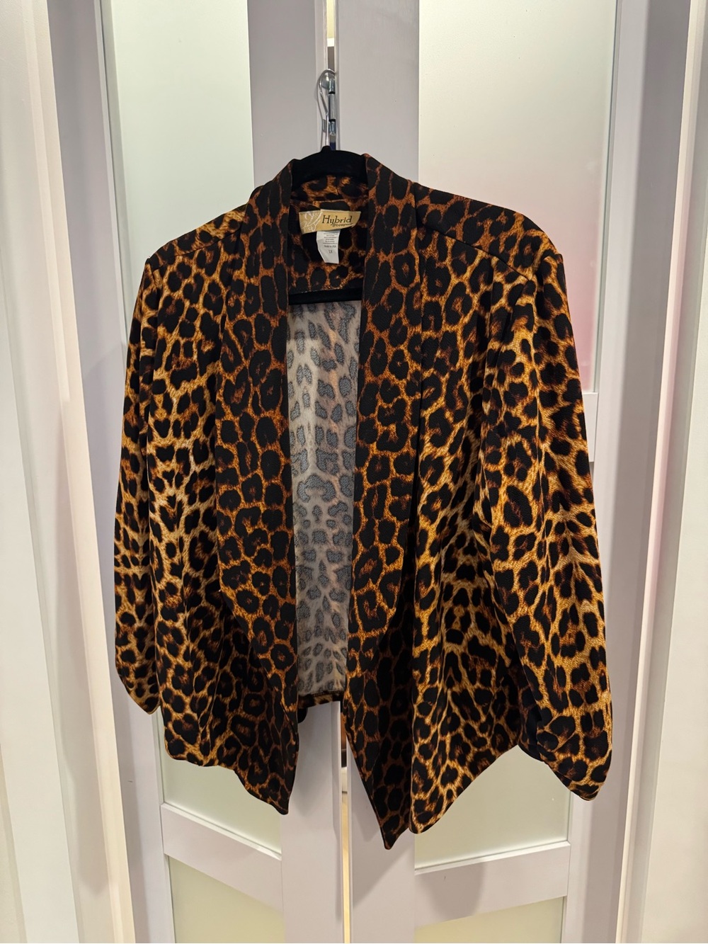 Leopard Print Open Front Jacket - Brown/Black